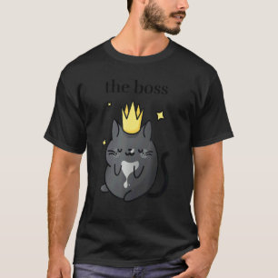 Die Boss Black Tuxedo Katze mit Crown Cosy Cat T-Shirt