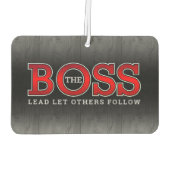 Die BOSS führt andere auf dem rustikalen Wald Autolufterfrischer (Rückseite)