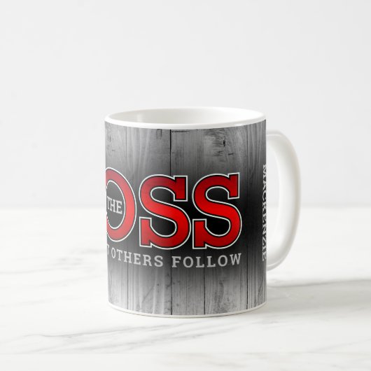 Die BOSS führt andere auf dem rustikalen Wald Kaffeetasse (VorderseiteRechts)