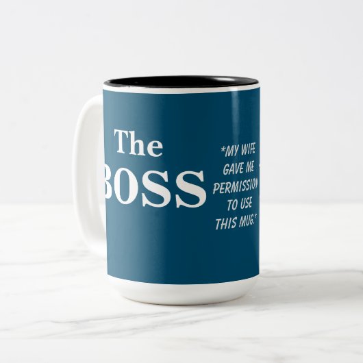 Die Boss Husband-Spaß-Tasse Zweifarbige Tasse (Vorderseite Links)