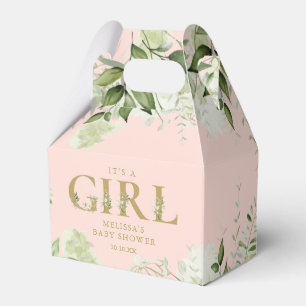 Die botanische Blush Pink Gold Babydusche von Girl Geschenkschachtel
