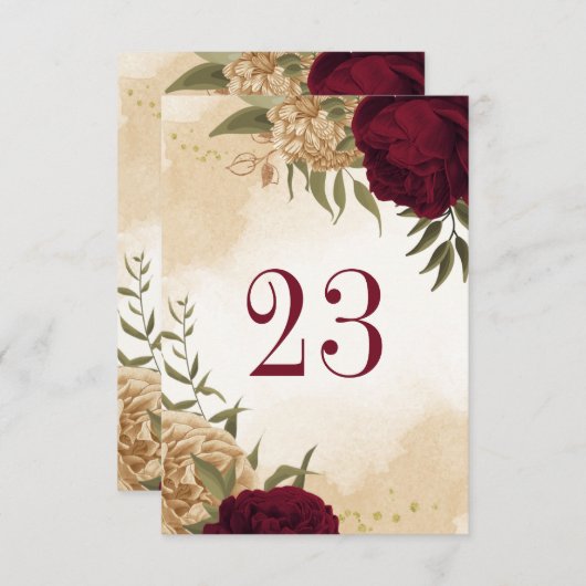 Die botanische Tischnummer Maroon-Beige (Vorne/Hinten)