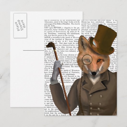 Die Bounder Fox Print Postkarte (Vorne/Hinten)