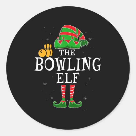 Die Bowling-Elf-Gruppe gleicht Weihnachtsbo Runder Aufkleber (Vorderseite)