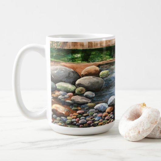 Die brachliegende, originelle, gemalte Kunst Kaffeetasse (Mit Donut)
