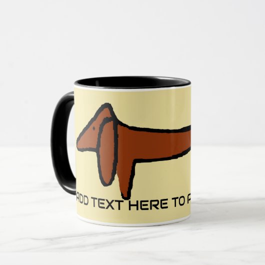 Die braune Dackel, Text hinzufügen Tasse (Vorderseite Links)