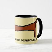Die braune Dackel, Text hinzufügen Tasse (VorderseiteRechts)