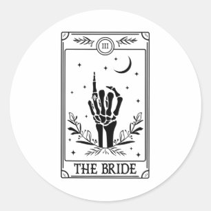 Die Braut Bläserskelett Hand Gothic Bachelorette Runder Aufkleber