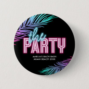 Die Braut Blau & Pink Tropical Bach Button