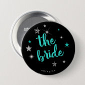 Die Braut Disco Junggesellinnenabschied Teal ID925 Button (Vorne & Hinten)