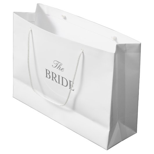 Die Braut-Graue-Weiße-Geschenktasche Große Geschenktüte (Vorderseite Schrägansicht)