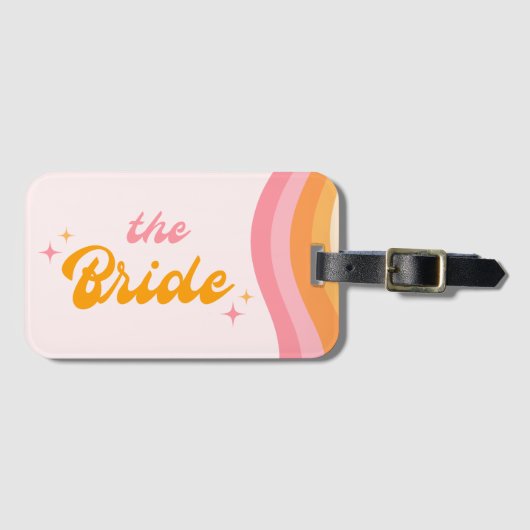 Die Braut Groovy Pink & Orange Gepäckanhänger (Vorderseite (Horizontal))