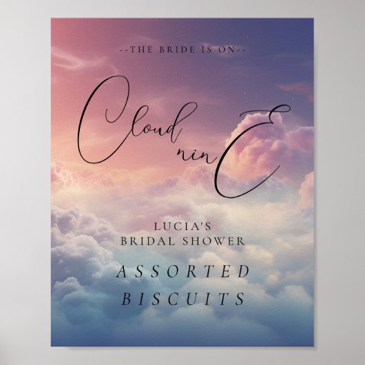 Die Braut ist auf Cloud 9 Brautparty Food-Zeichen Poster (Vorne)