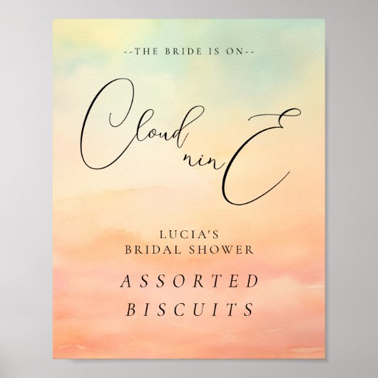 Die Braut ist auf Cloud 9 Brautparty Food-Zeichen Poster (Vorne)