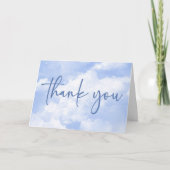 Die Braut ist auf Cloud Nine Blue Brautparty Dankeskarte (Vorderseite)