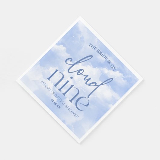 Die Braut ist auf Cloud Nine Blue Brautparty Serviette (Ecke)