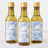 Die Braut ist auf Cloud Nine Blue Brautparty Weinetikett (Flaschen)