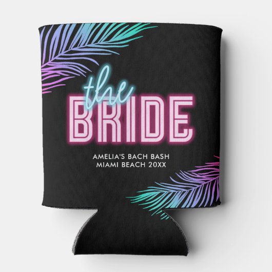 Die Braut Neon Blue & Pink Tropical Bach Dosenkühler (Rückseite)