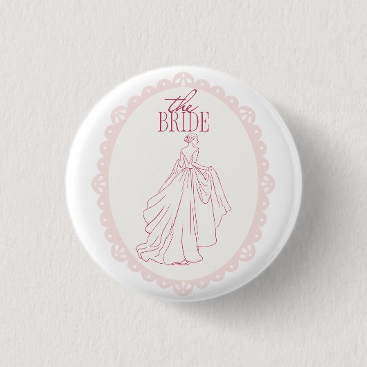 Die Braut – Spitze Junggesellinnen-Design mit Brau Button (Vorderseite)