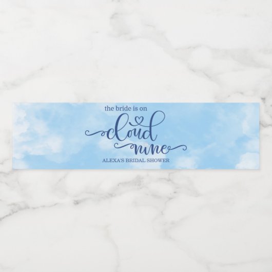 Die Braut steht auf Cloud 9 Paper Wasserflaschenetikett (Einzelnes Label)