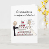 Die Braut und der Bräutigam schnitten den Hochzeit Karte (Gelbe Blume)