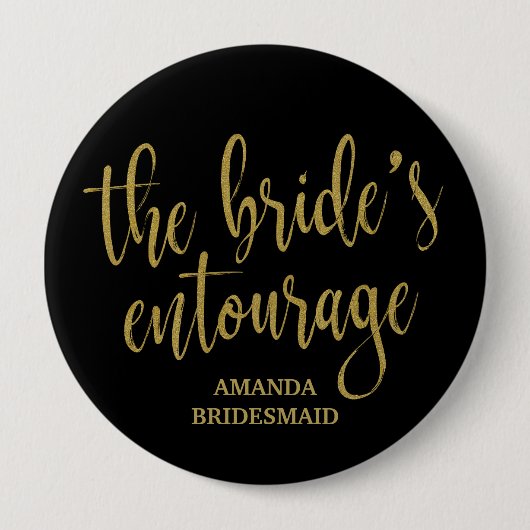 Die Brautentourage Gold Glitter Junggesellinnenabs Button (Vorderseite)