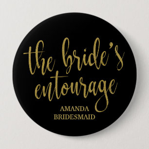 Die Brautentourage Gold Glitter Junggesellinnenabs Button