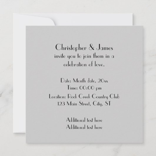 Die Bräutigame Einladung (Rückseite)