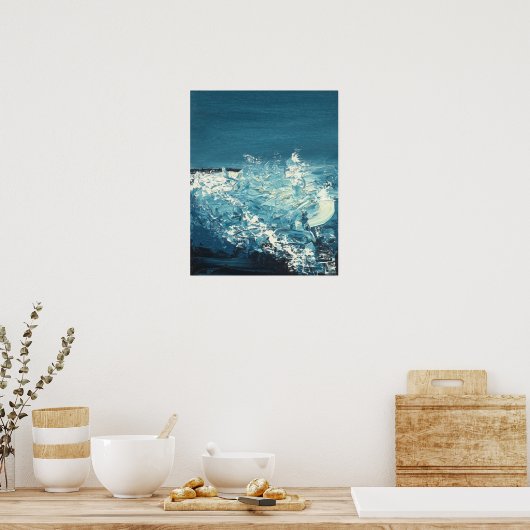 Die Breaks - Abstrakte Landschaft in Blau Poster (Küche)