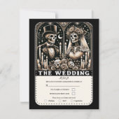 DIE BREITE Tarot Skelette Bride & Groom UAWG Einladung (Vorderseite)