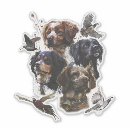Die Bretagne-Spaniels, die Vogeljagdsaison Aufkleber (Vorderseite)