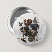 Die Bretagne-Spaniels, die Vogeljagdsaison Button (Vorne & Hinten)