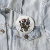 Die Bretagne-Spaniels, die Vogeljagdsaison Button (Beispiel)