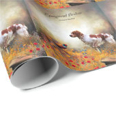Die Bretagne-Spaniels, die Vogeljagdsaison Geschenkpapier (Rolleneckpunkt)