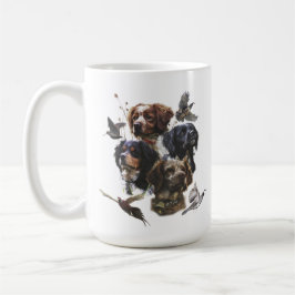 Die Bretagne-Spaniels, die Vogeljagdsaison Kaffeetasse