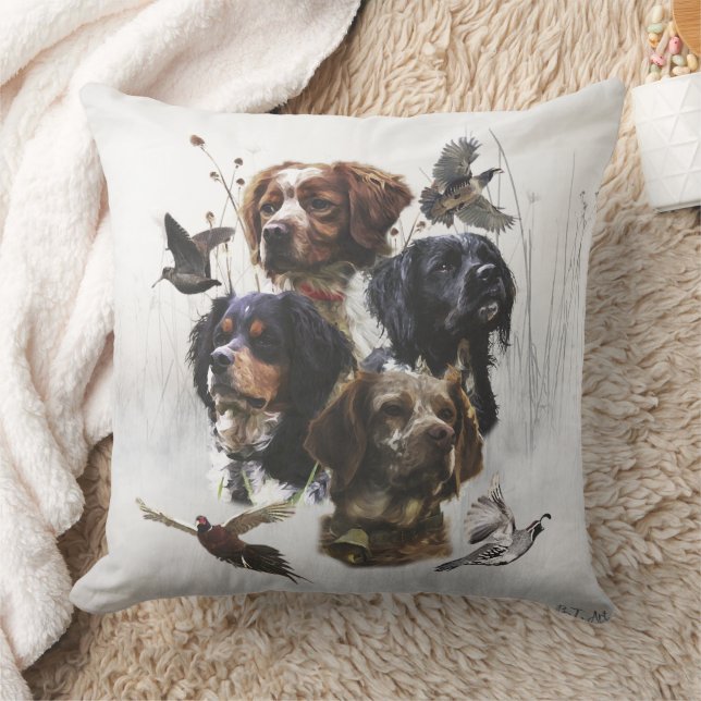 Die Bretagne-Spaniels, die Vogeljagdsaison Kissen (Decke)
