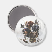 Die Bretagne-Spaniels, die Vogeljagdsaison Magnet (Vorderseite/Rückseite)