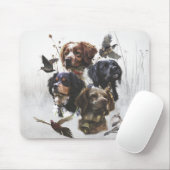 Die Bretagne-Spaniels, die Vogeljagdsaison Mousepad (Mit Mouse)