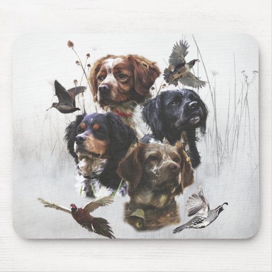 Die Bretagne-Spaniels, die Vogeljagdsaison Mousepad (Vorne)