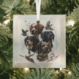 Die Bretagne-Spaniels, die Vogeljagdsaison Ornament Aus Glas