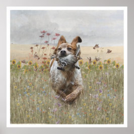 Die Bretagne-Spaniels, die Vogeljagdsaison Poster