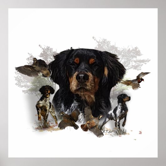 Die Bretagne-Spaniels, die Vogeljagdsaison Poster (Vorne)