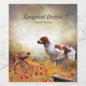 Die Bretagne-Spaniels, die Vogeljagdsaison Weinetikett (Einzelnes Label)