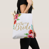 Die Bride Gold Moderne Text farbenfrohe florale Ak Tasche (Von Nahem)