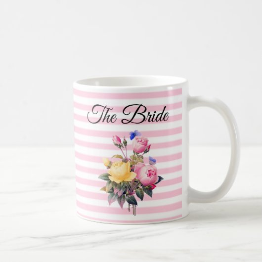 Die Bride Pink Rose Bouquet personalisierte Umarmu Kaffeetasse (Rechts)