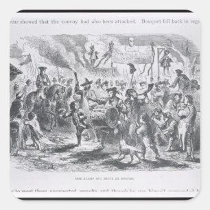 Die Briefmarke Act Riots in Boston Quadratischer Aufkleber