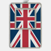 Die britische Flagge Union Jack Rahmen-Ornament Silber (Vorderseite)