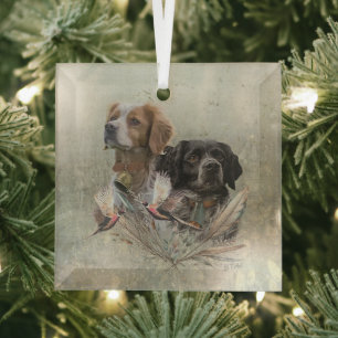 Die Brittany Spaniels,  Französische Brittany, Vog Ornament Aus Glas