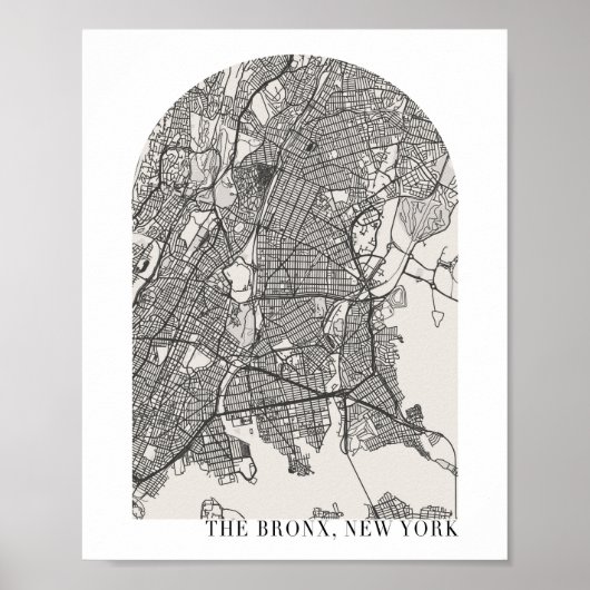 Die Bronx New York Boho Minimal Arch Street Karte Poster (Vorne)