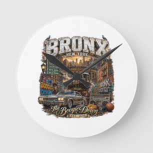 Die Bronx New York Boogie Down Urban Collage Runde Wanduhr